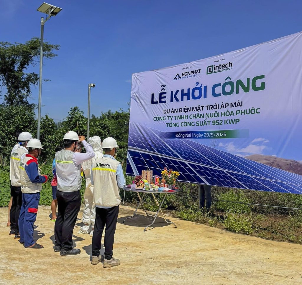Lễ khởi công dự án điện mặt trời áp mái 952 kWp tại Công ty TNHH Chăn nuôi Hòa Phước Lễ khởi công dự án điện mặt trời áp mái 952 kWp tại Công ty TNHH Chăn nuôi Hòa Phước